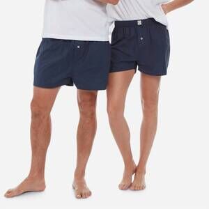 NEW THE SLEEP CODE organic cotton poplin boxer in navy